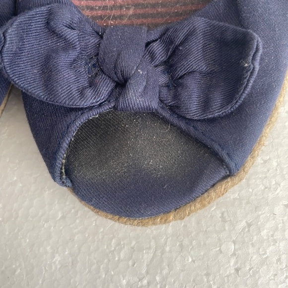 American Eagle flats open toe slip on navy blue fabric bows women size 8 - Picture 3 of 10